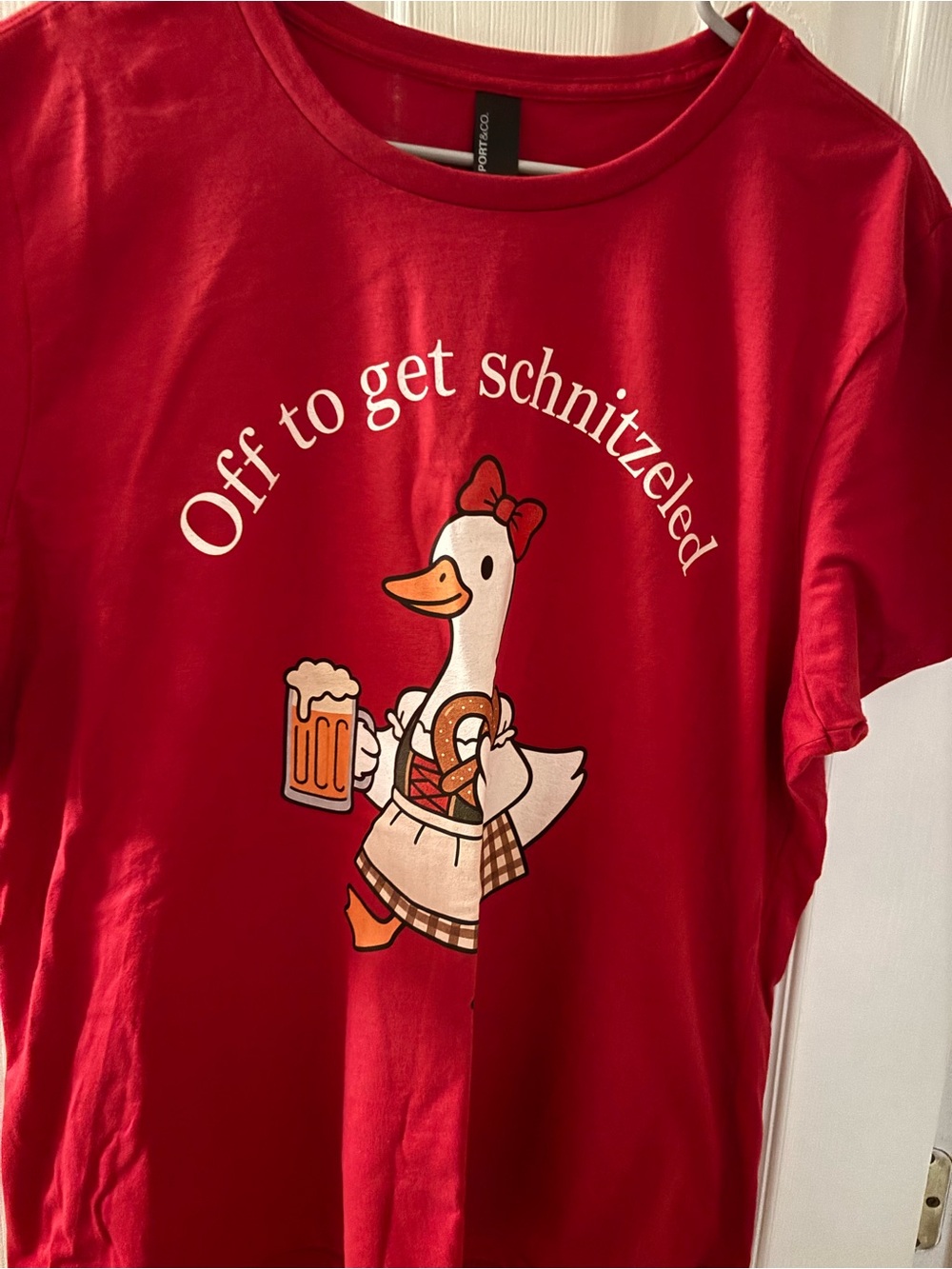 NEW Women’s Red Graphic Tee with Duck Oktoberfest design - XXL
